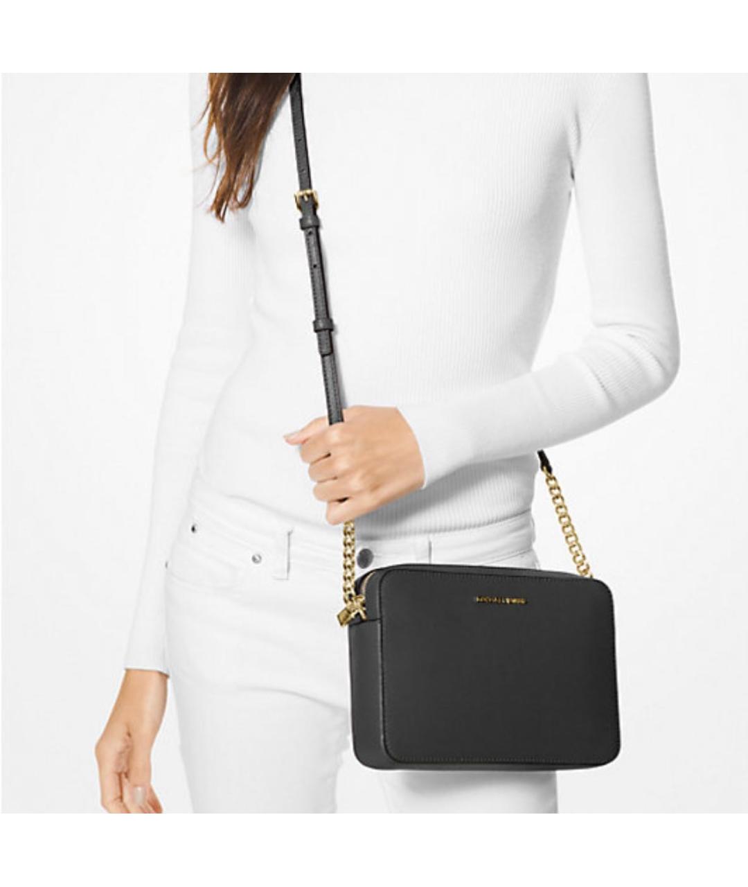 MICHAEL KORS Черная кожаная сумка через плечо, фото 4