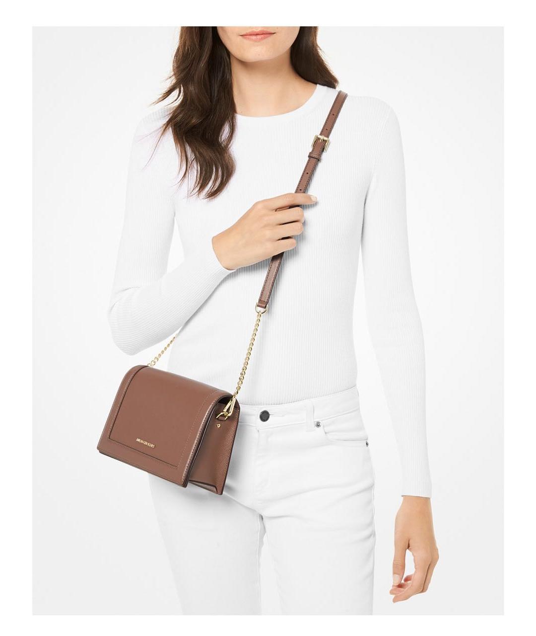 MICHAEL KORS Коричневая кожаная сумка через плечо, фото 3
