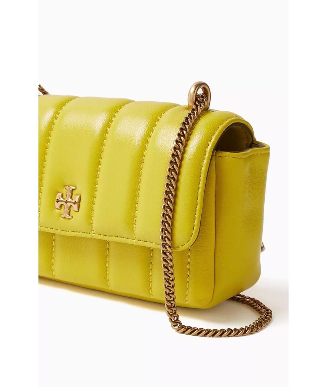 TORY BURCH Желтая кожаная сумка через плечо, фото 5