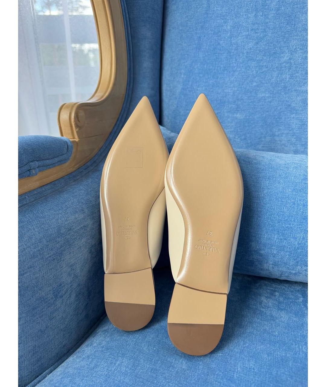 VALENTINO Бежевые кожаные мюли, фото 6