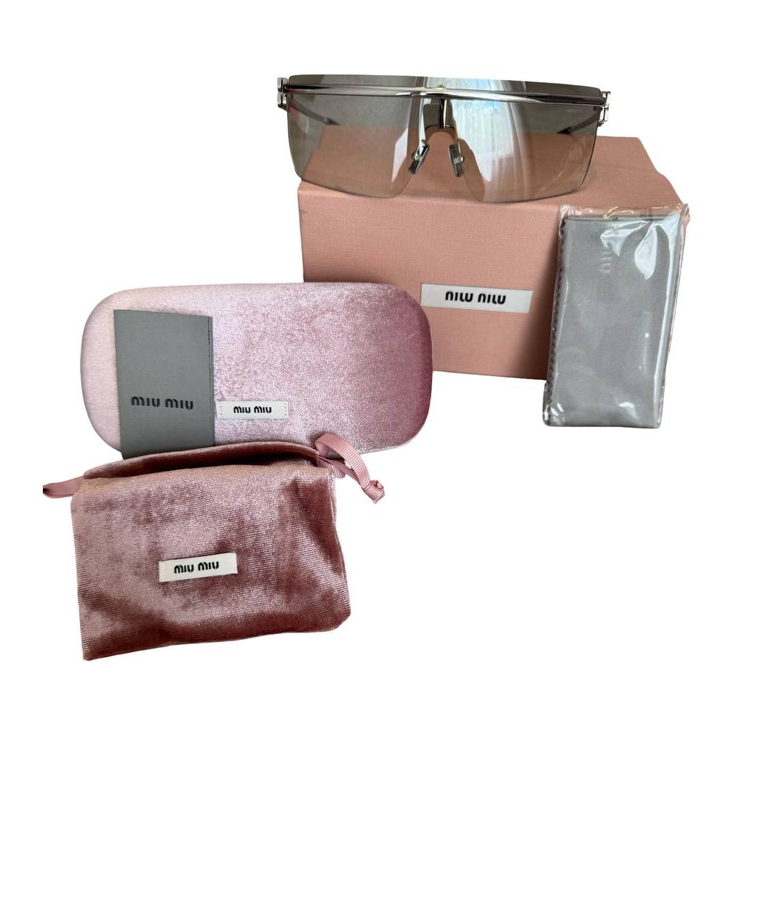 MIU MIU Серебряные металлические солнцезащитные очки, фото 4