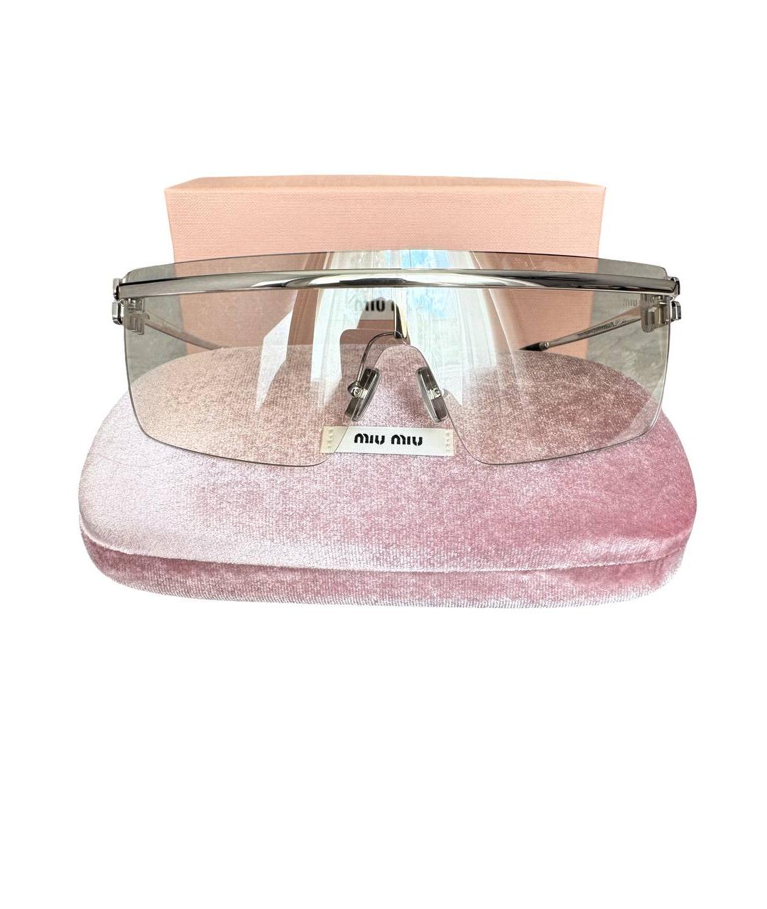MIU MIU Серебряные металлические солнцезащитные очки, фото 7
