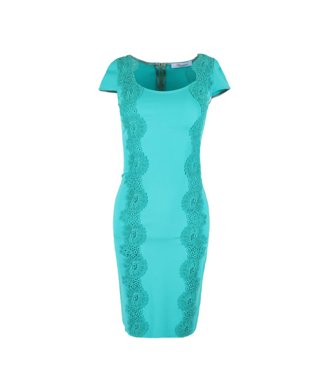 BLUMARINE Бирюзовое хлопковое коктейльное платье, фото 6