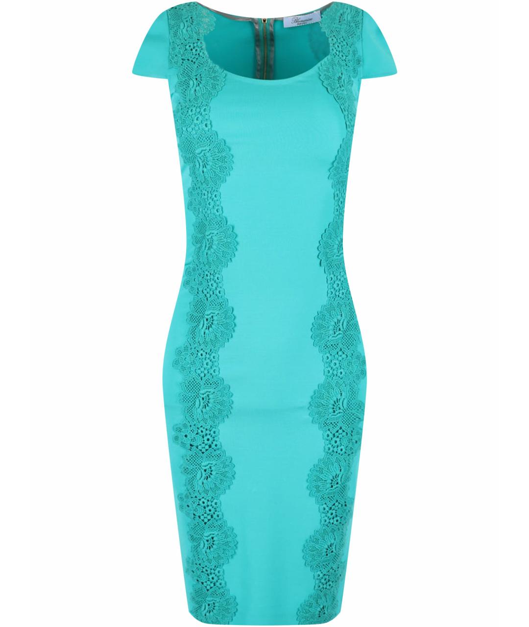 BLUMARINE Бирюзовое хлопковое коктейльное платье, фото 1