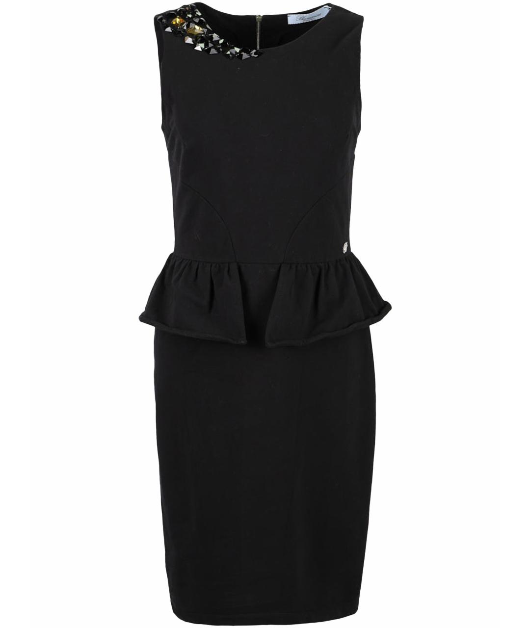 BLUMARINE Черное хлопко-эластановое коктейльное платье, фото 1