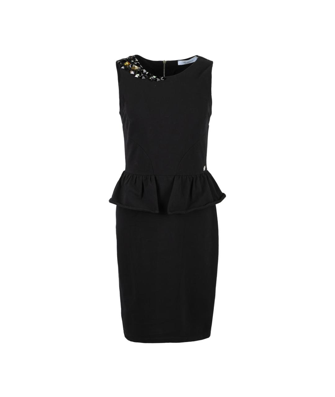 BLUMARINE Черное хлопко-эластановое коктейльное платье, фото 6