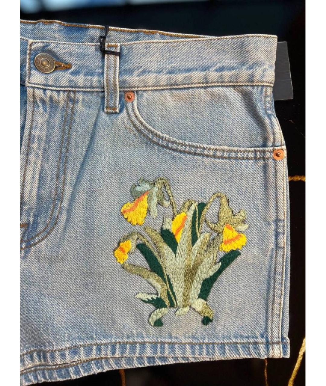 GUCCI Голубые хлопковые шорты, фото 7