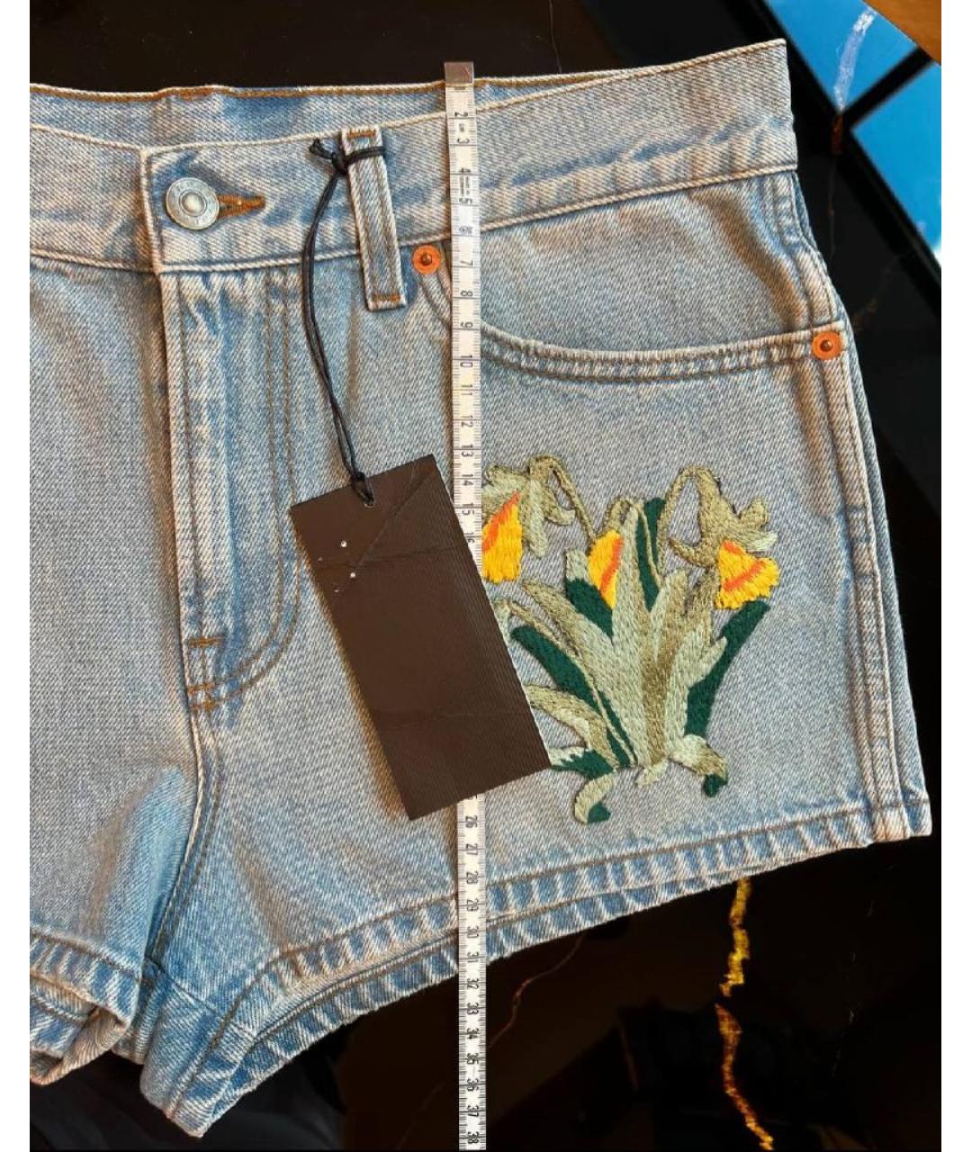 GUCCI Голубые хлопковые шорты, фото 8