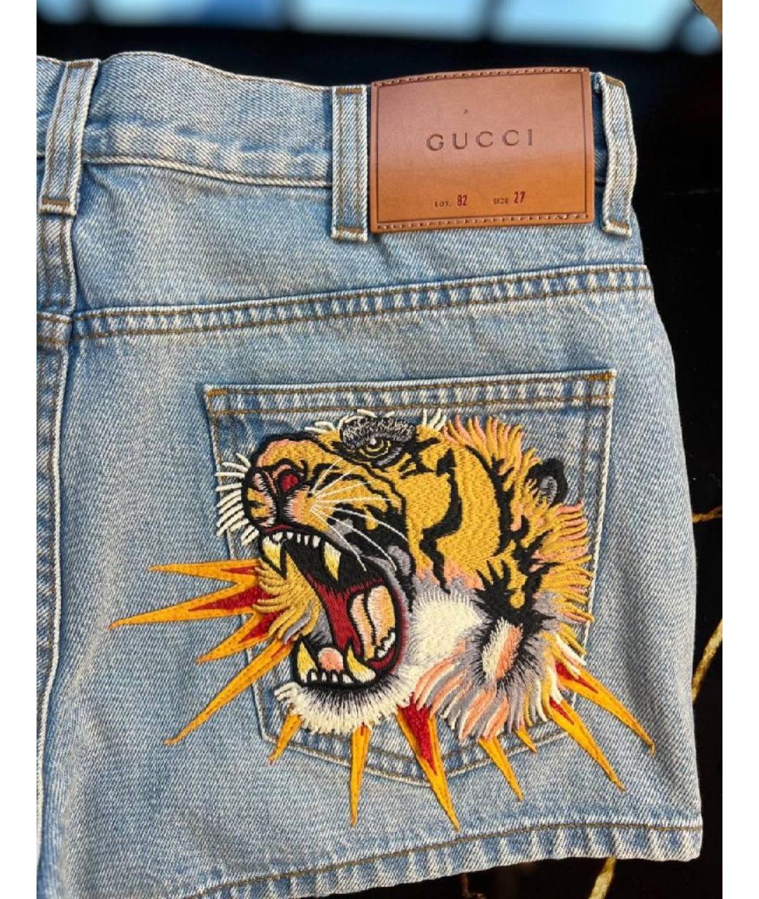 GUCCI Голубые хлопковые шорты, фото 4