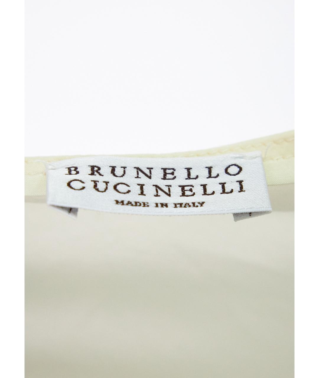 BRUNELLO CUCINELLI Бежевое шелковое коктейльное платье, фото 3