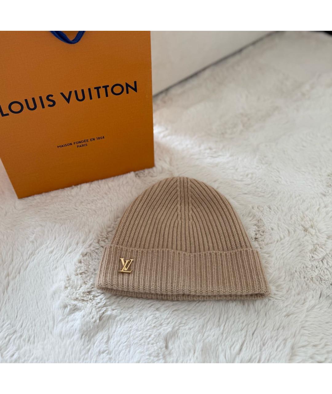 LOUIS VUITTON Бежевая шапка, фото 4