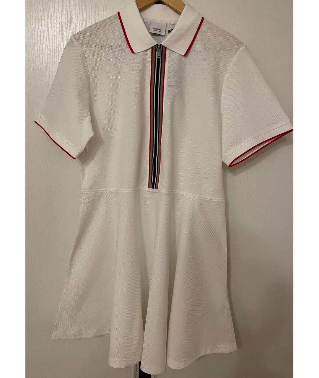 BURBERRY Белое хлопковое повседневное платье, фото 4