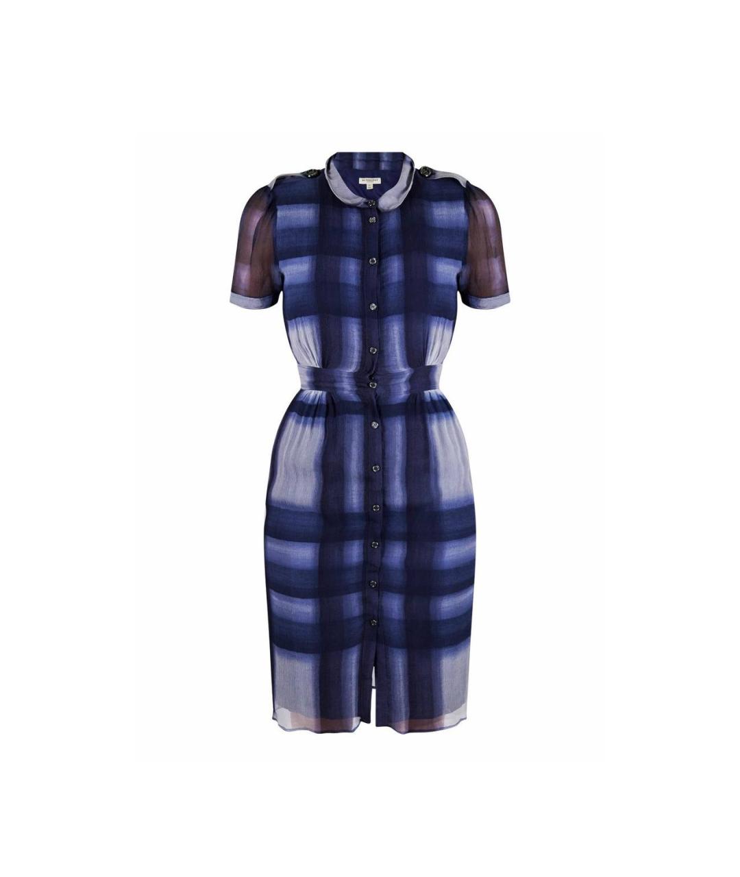 BURBERRY Синее шелковое повседневное платье, фото 6