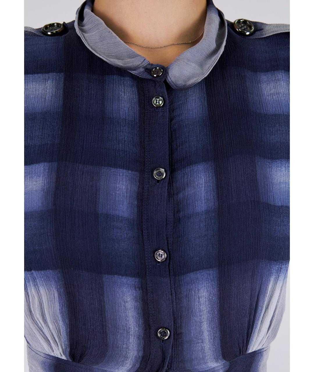 BURBERRY Синее шелковое повседневное платье, фото 4