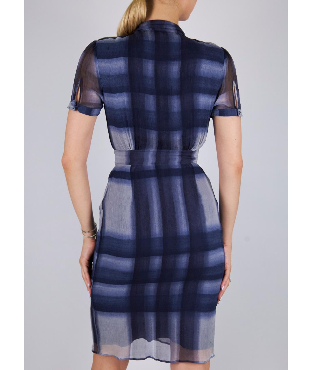 BURBERRY Синее шелковое повседневное платье, фото 2