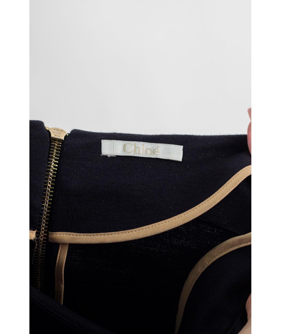 CHLOE Черное шерстяное повседневное платье, фото 3