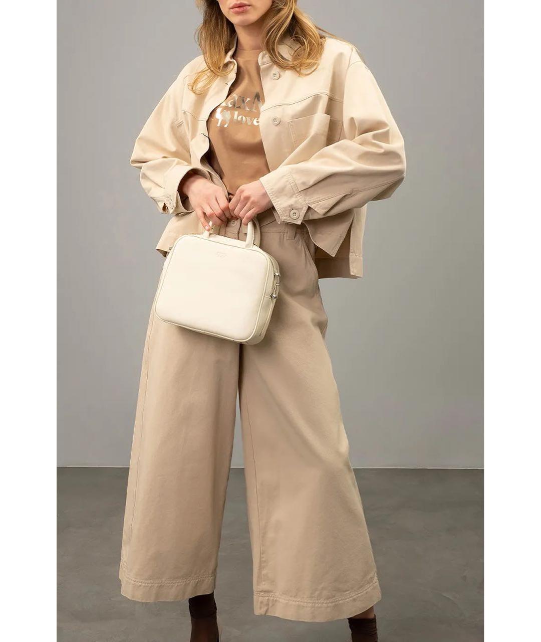 WEEKEND MAX MARA Бежевые хлопковые джинсы клеш, фото 8