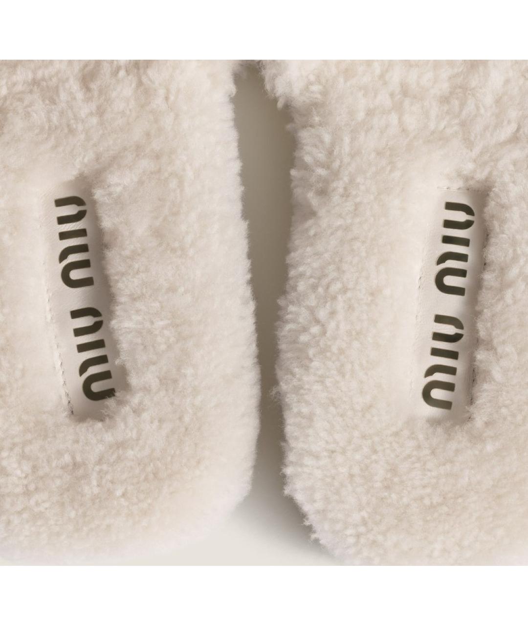 MIU MIU Бежевые шлепанцы, фото 3