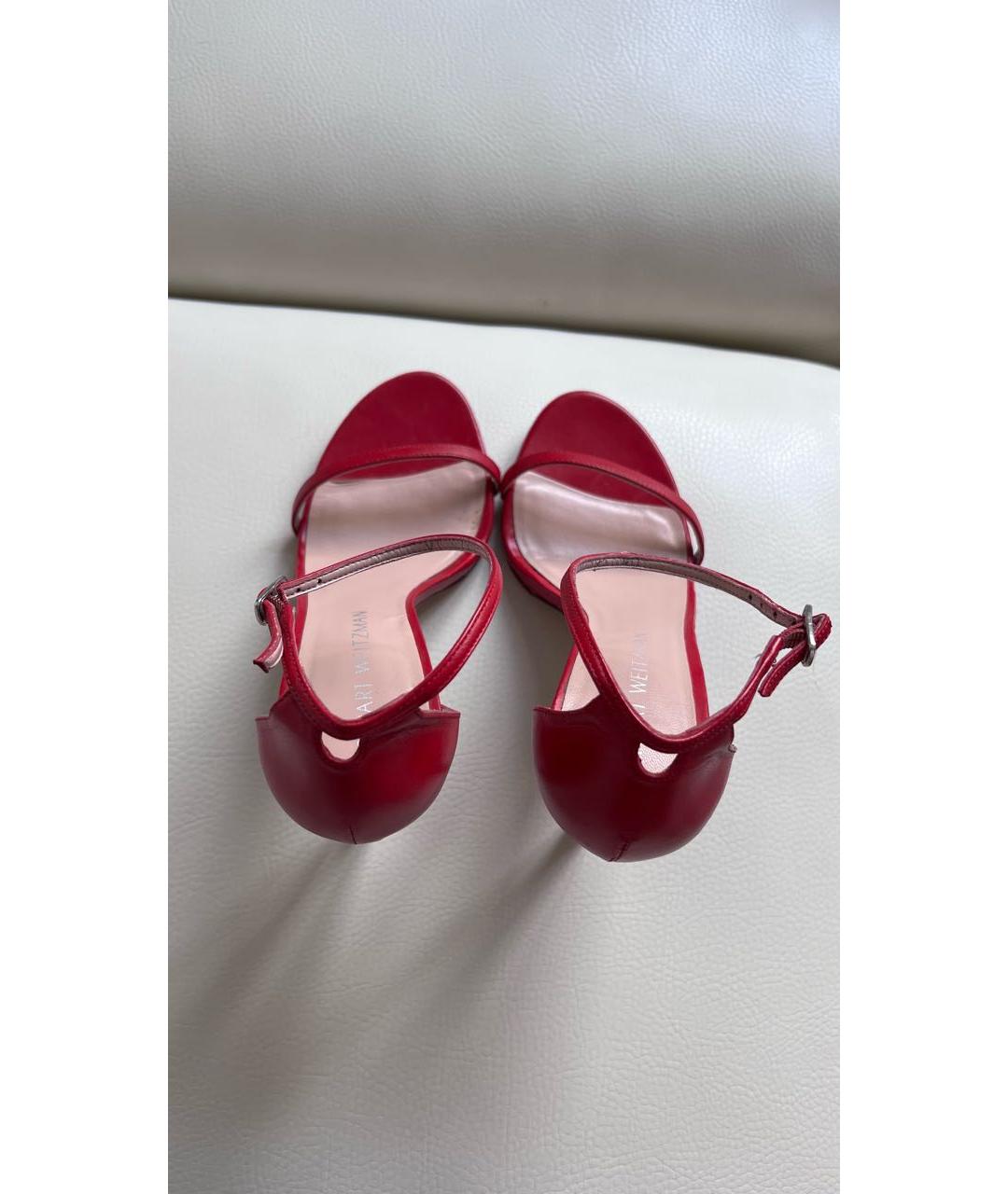 STUART WEITZMAN Красные кожаные босоножки, фото 3