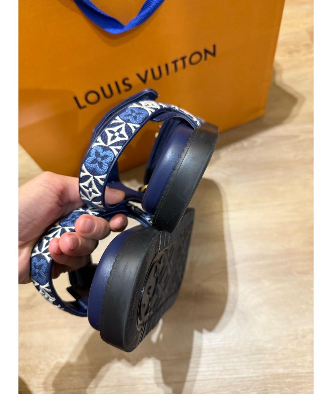 LOUIS VUITTON Темно-синие кожаные сандалии, фото 5