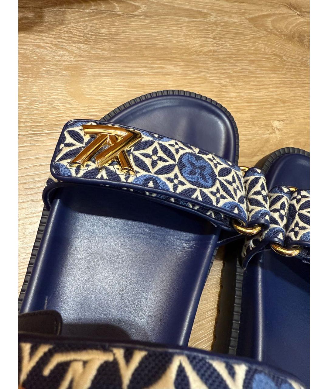 LOUIS VUITTON Темно-синие кожаные сандалии, фото 7