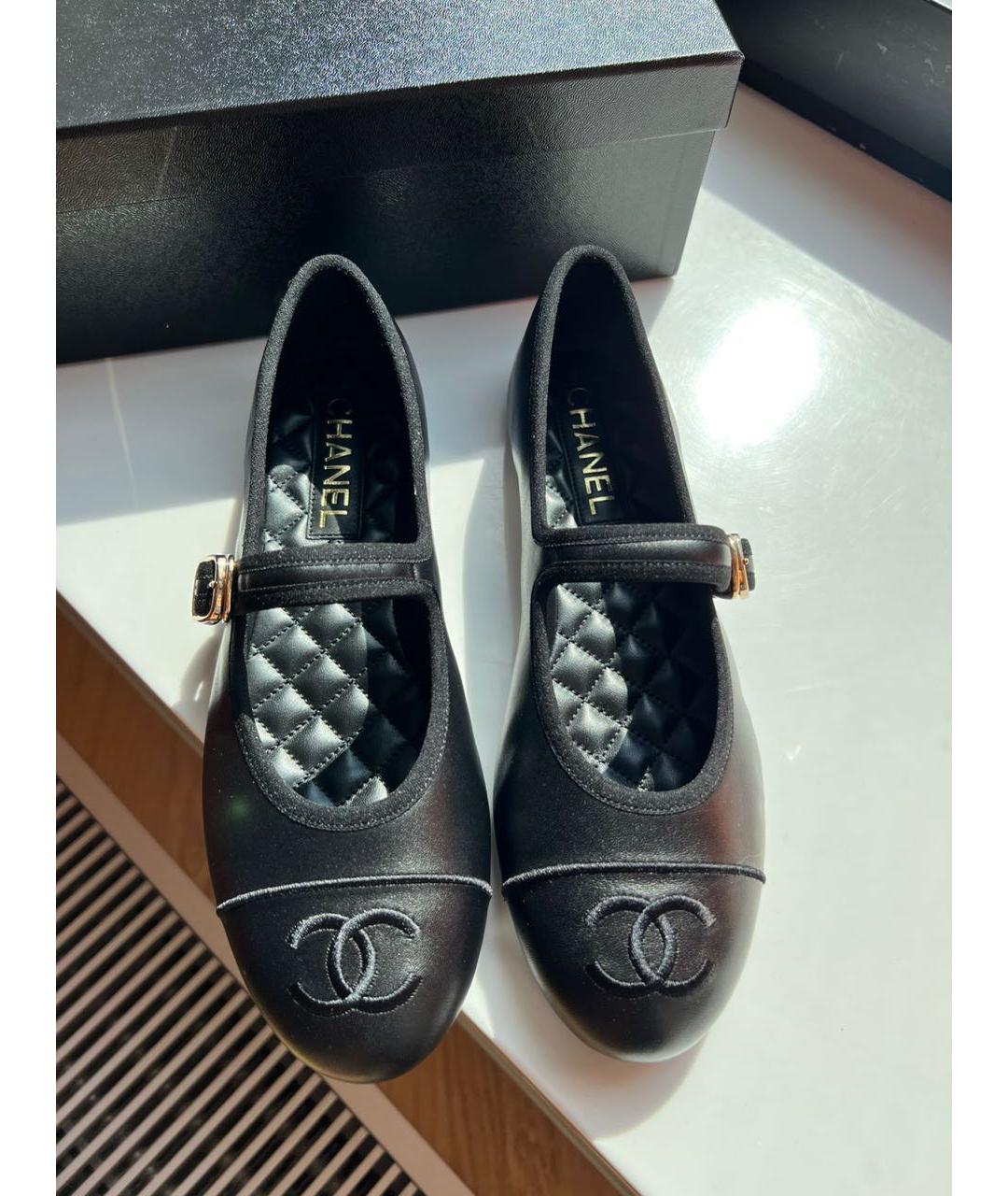 CHANEL Черные кожаные балетки, фото 6