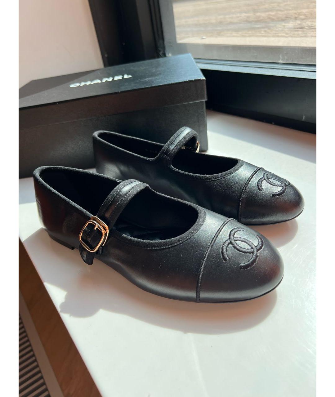 CHANEL Черные кожаные балетки, фото 4