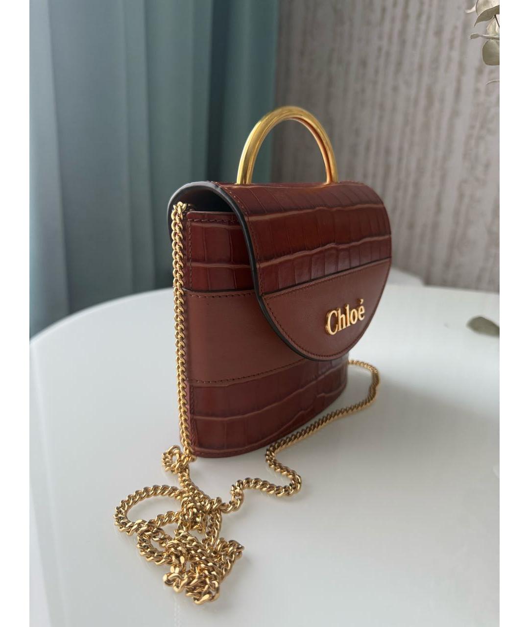 CHLOE Коричневая сумка с короткими ручками из лакированной кожи, фото 2