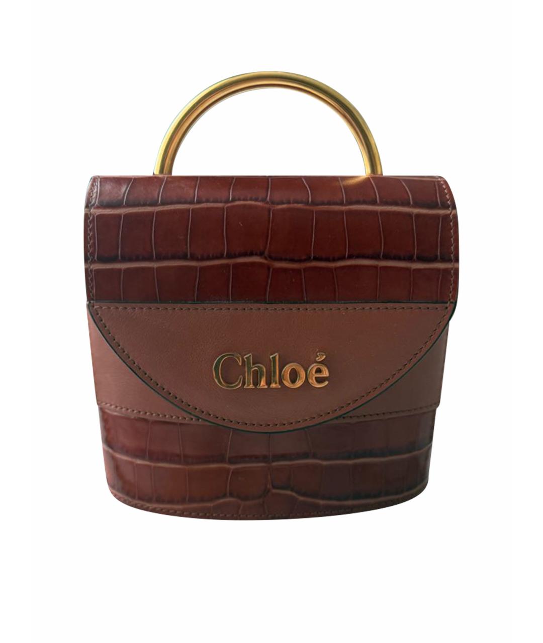 CHLOE Коричневая сумка с короткими ручками из лакированной кожи, фото 1