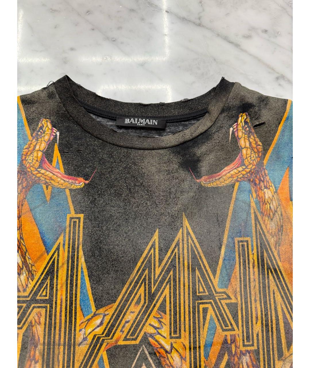 BALMAIN Мульти хлопко-эластановая футболка, фото 2