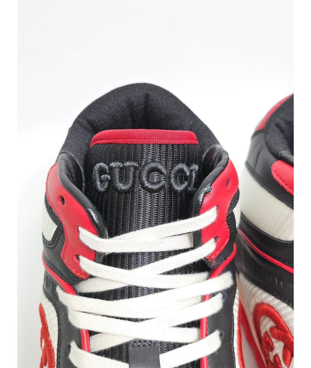 GUCCI Красные кожаные высокие кроссовки / кеды, фото 7