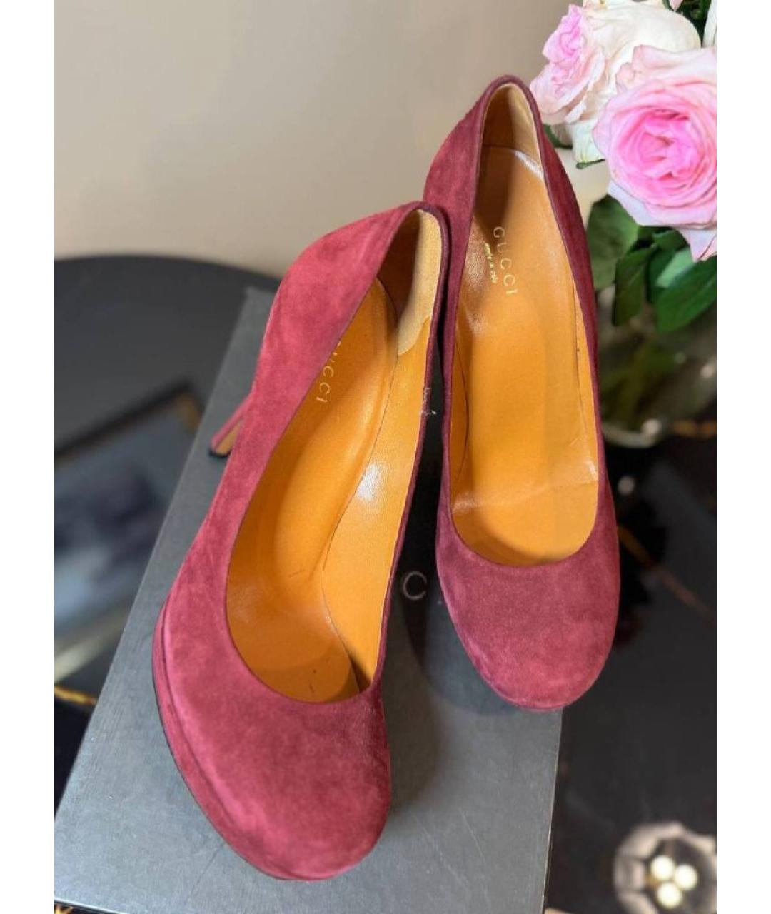 GUCCI Бордовые замшевые туфли, фото 2