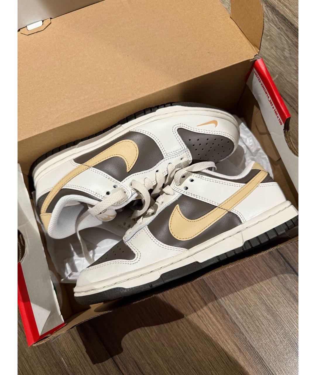 NIKE Бежевые кеды из искусственной кожи, фото 4