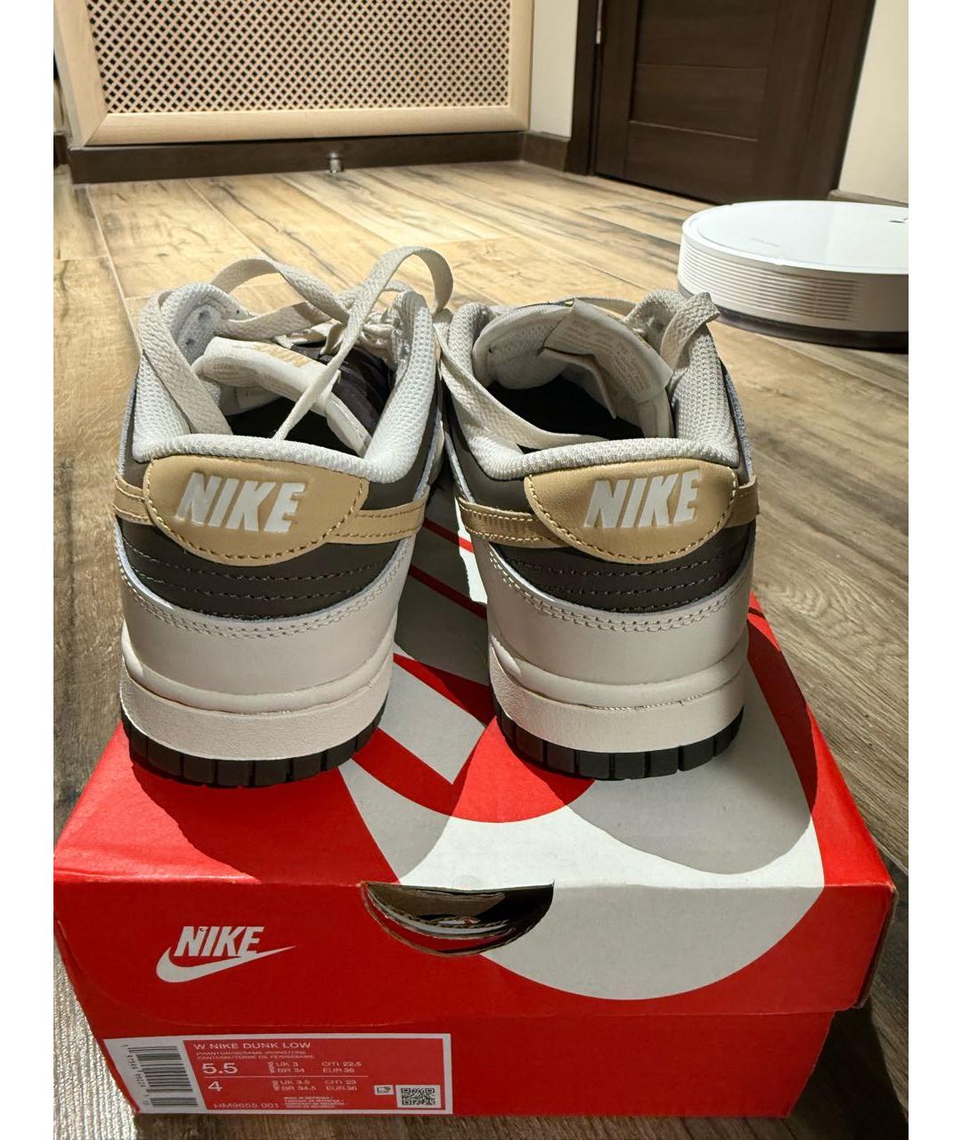 NIKE Бежевые кеды из искусственной кожи, фото 3