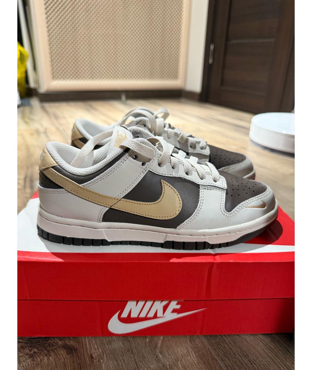 NIKE Бежевые кеды из искусственной кожи, фото 9
