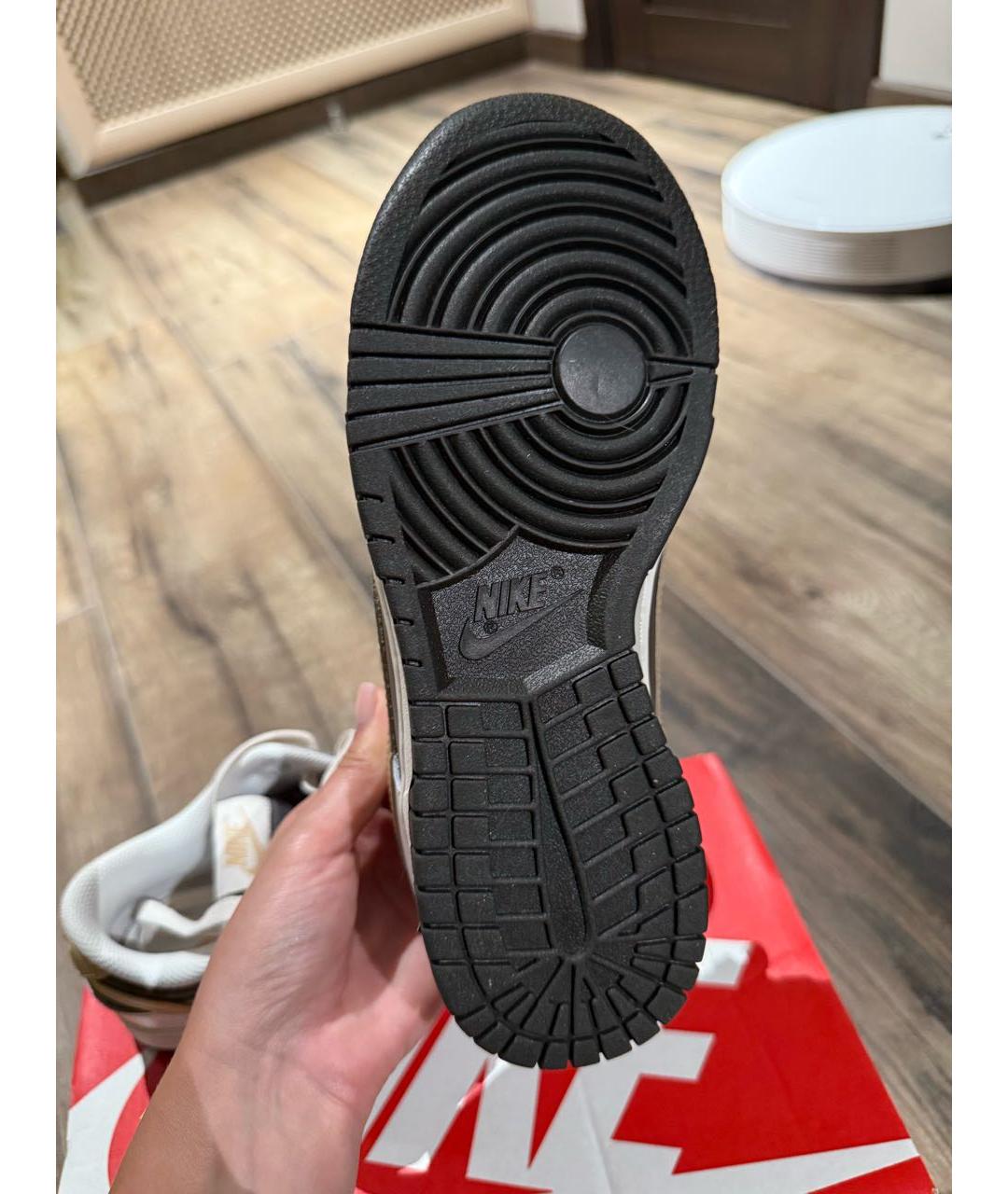NIKE Бежевые кеды из искусственной кожи, фото 7