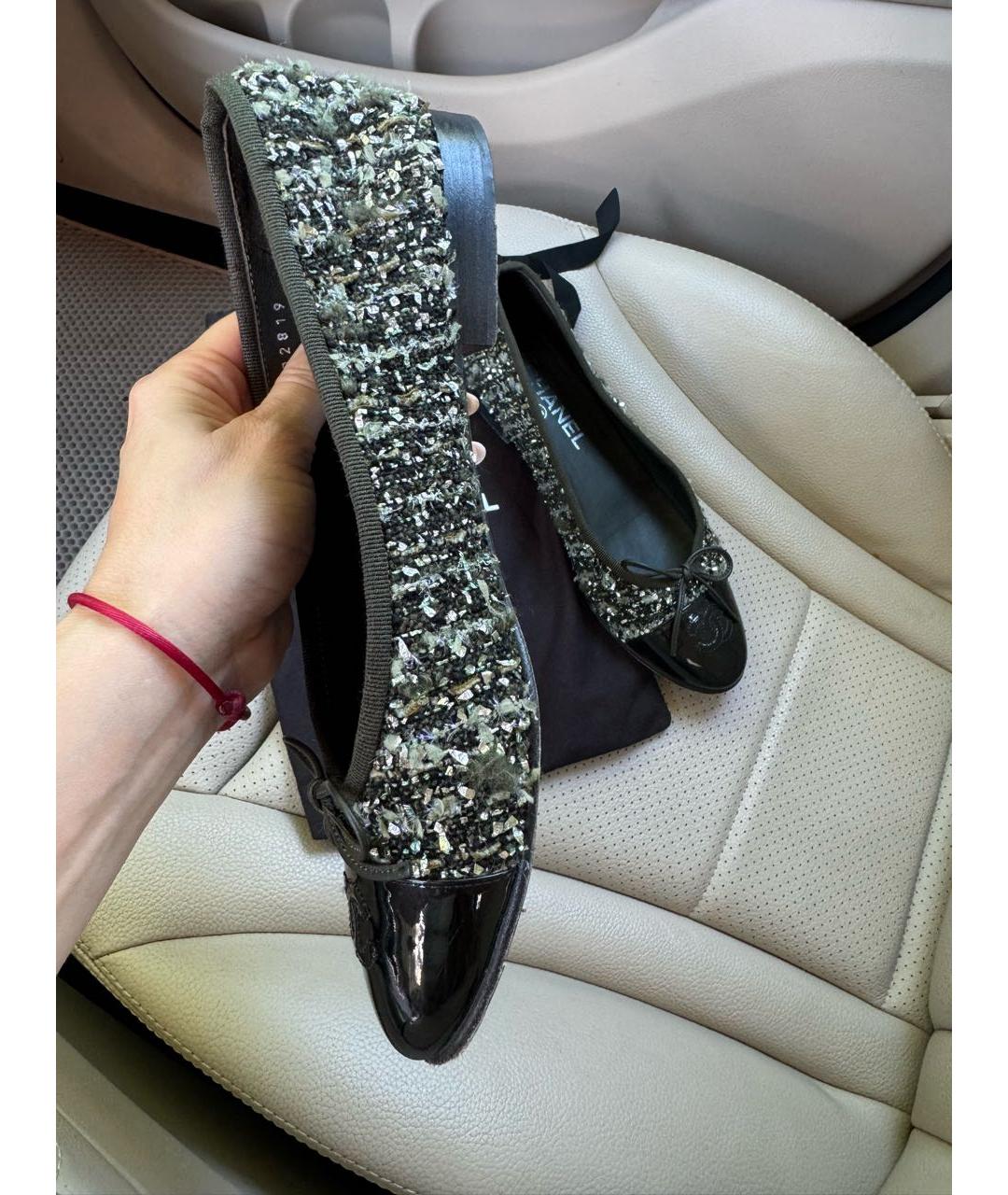 CHANEL Зеленые текстильные балетки, фото 3