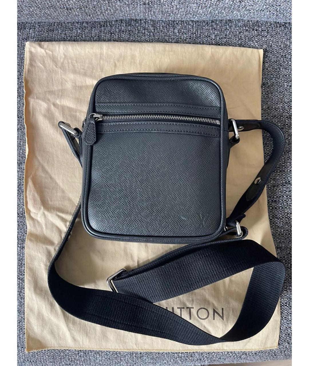 LOUIS VUITTON Антрацитовая кожаная сумка на плечо, фото 7