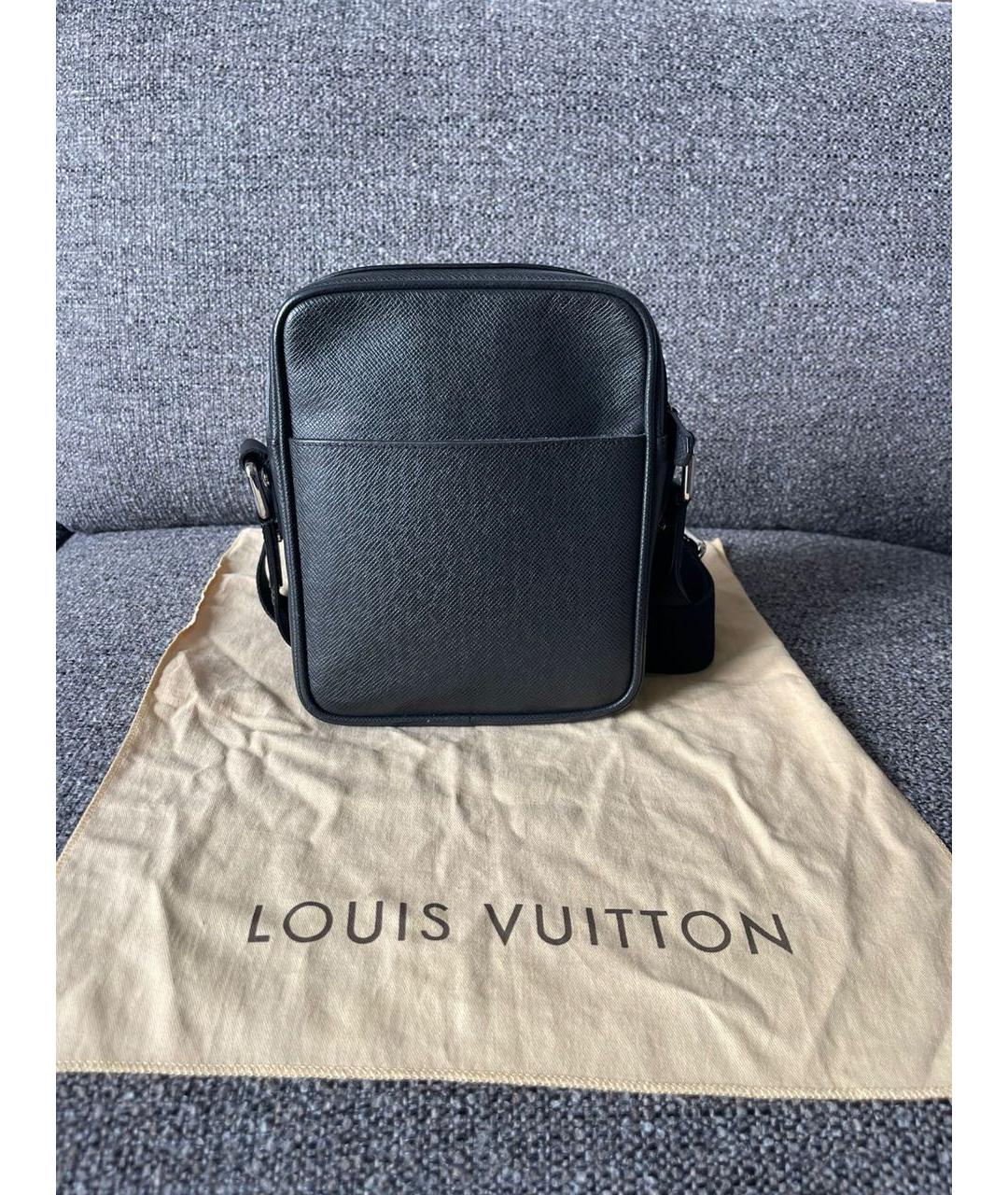 LOUIS VUITTON Антрацитовая кожаная сумка на плечо, фото 3