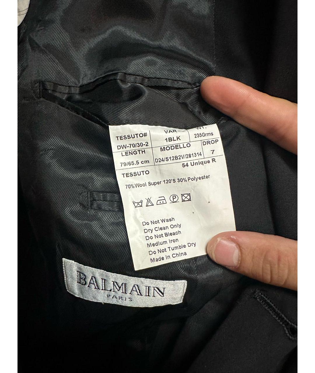 BALMAIN Черный шерстяной пиджак, фото 5