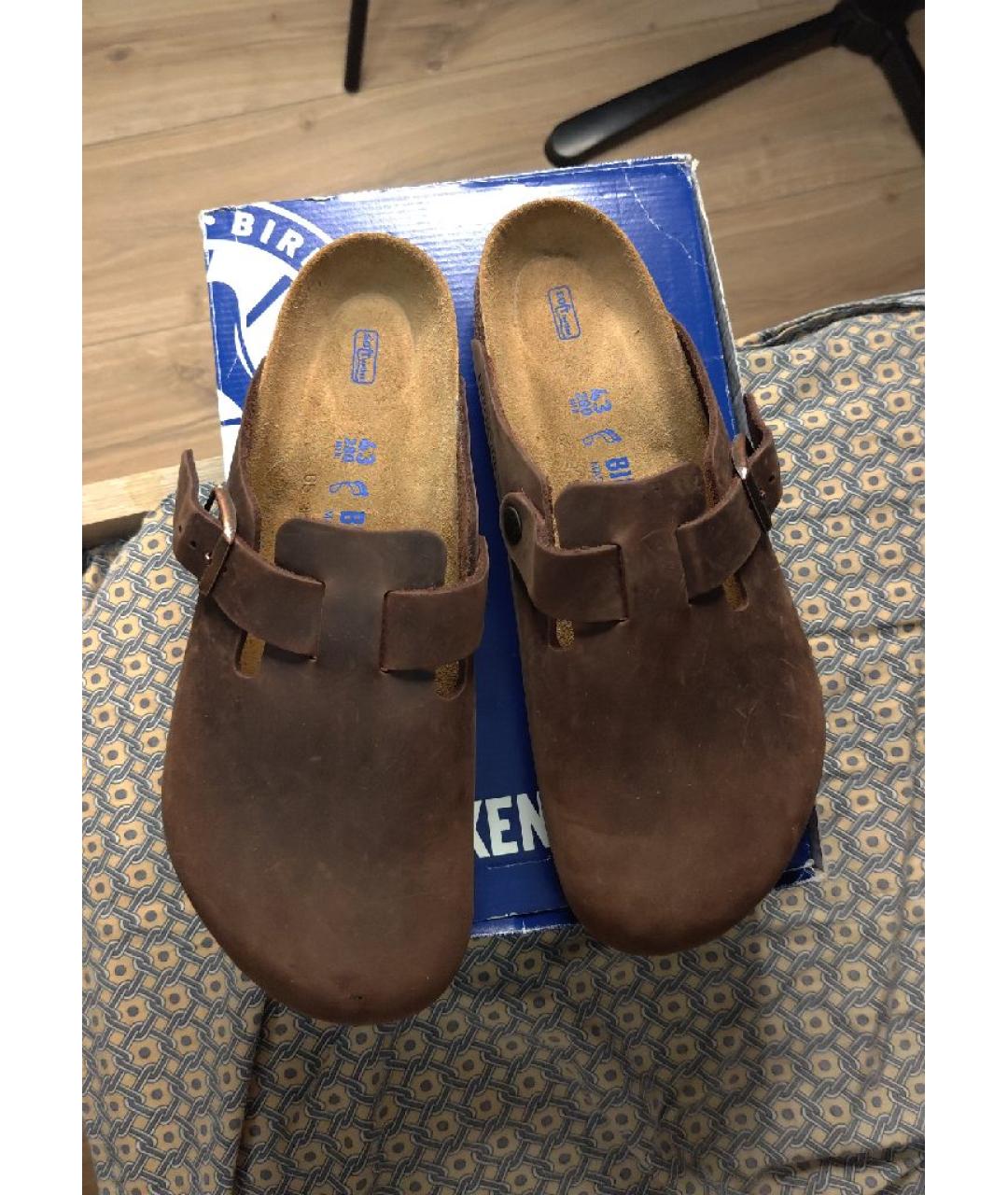 BIRKENSTOCK Коричневые кожаные сандалии, фото 3