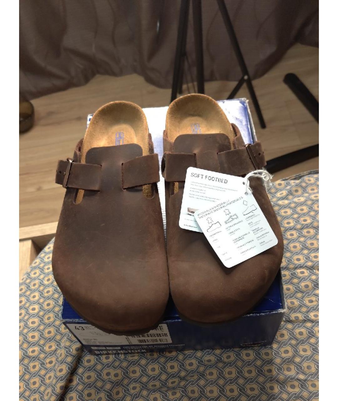 BIRKENSTOCK Коричневые кожаные сандалии, фото 2