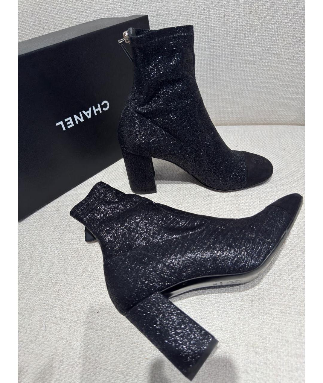 CHANEL Черные текстильные ботильоны, фото 7