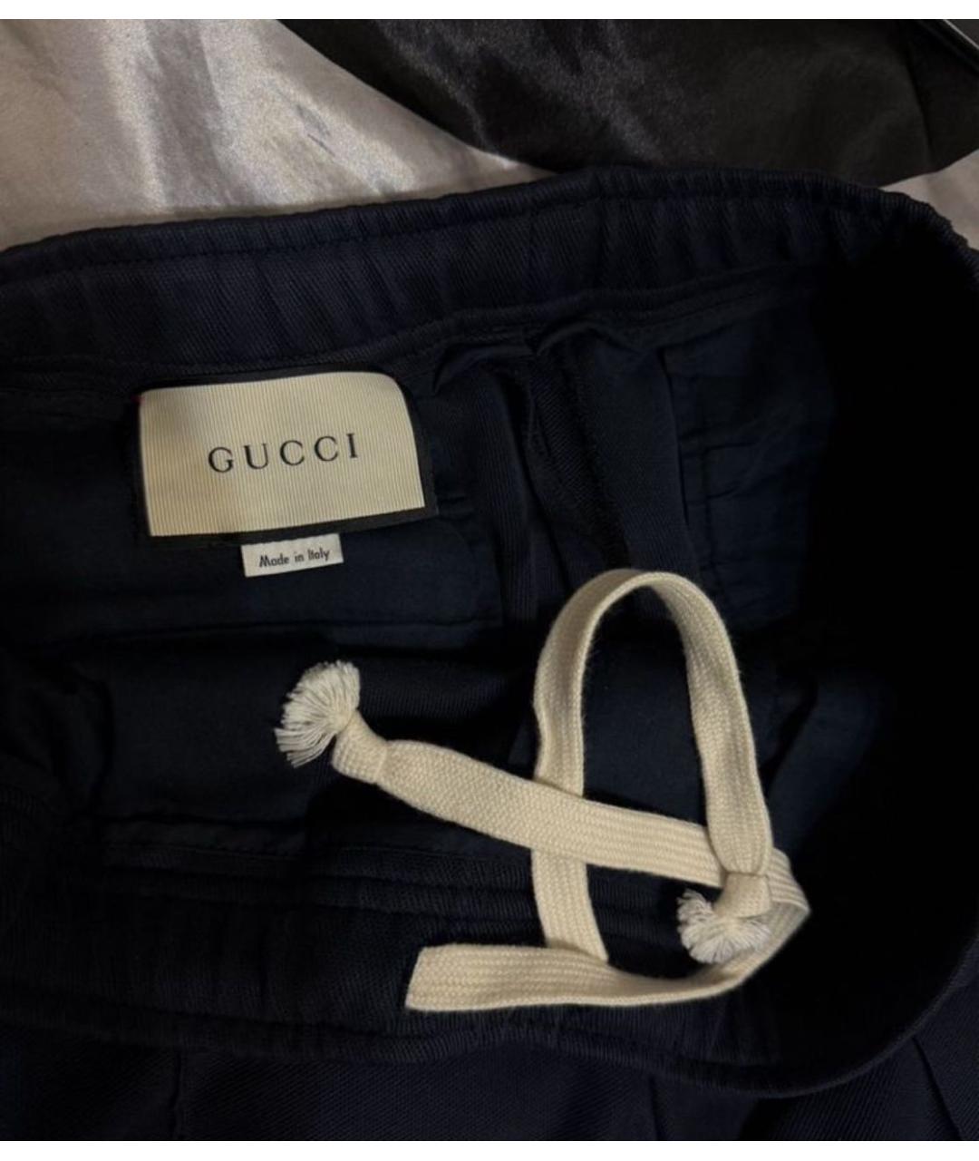 GUCCI Темно-синие хлопковые повседневные брюки, фото 6