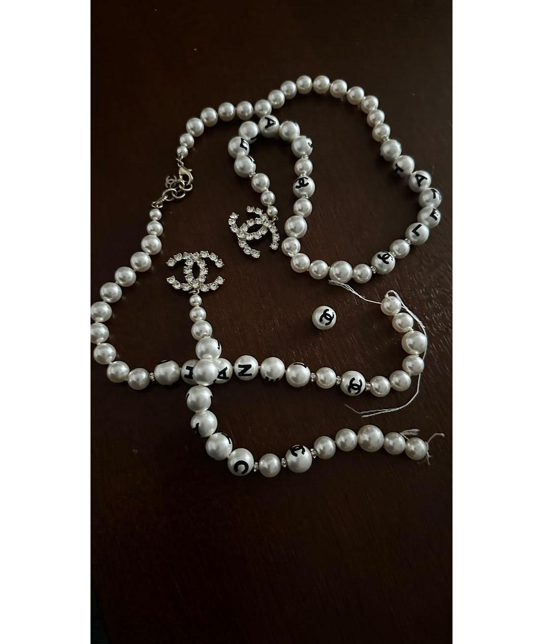 CHANEL Белое жемчужное колье, фото 3