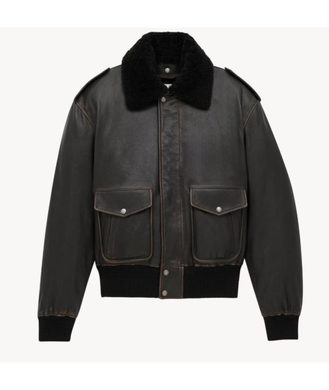 SAINT LAURENT Коричневая кожаная куртка, фото 6