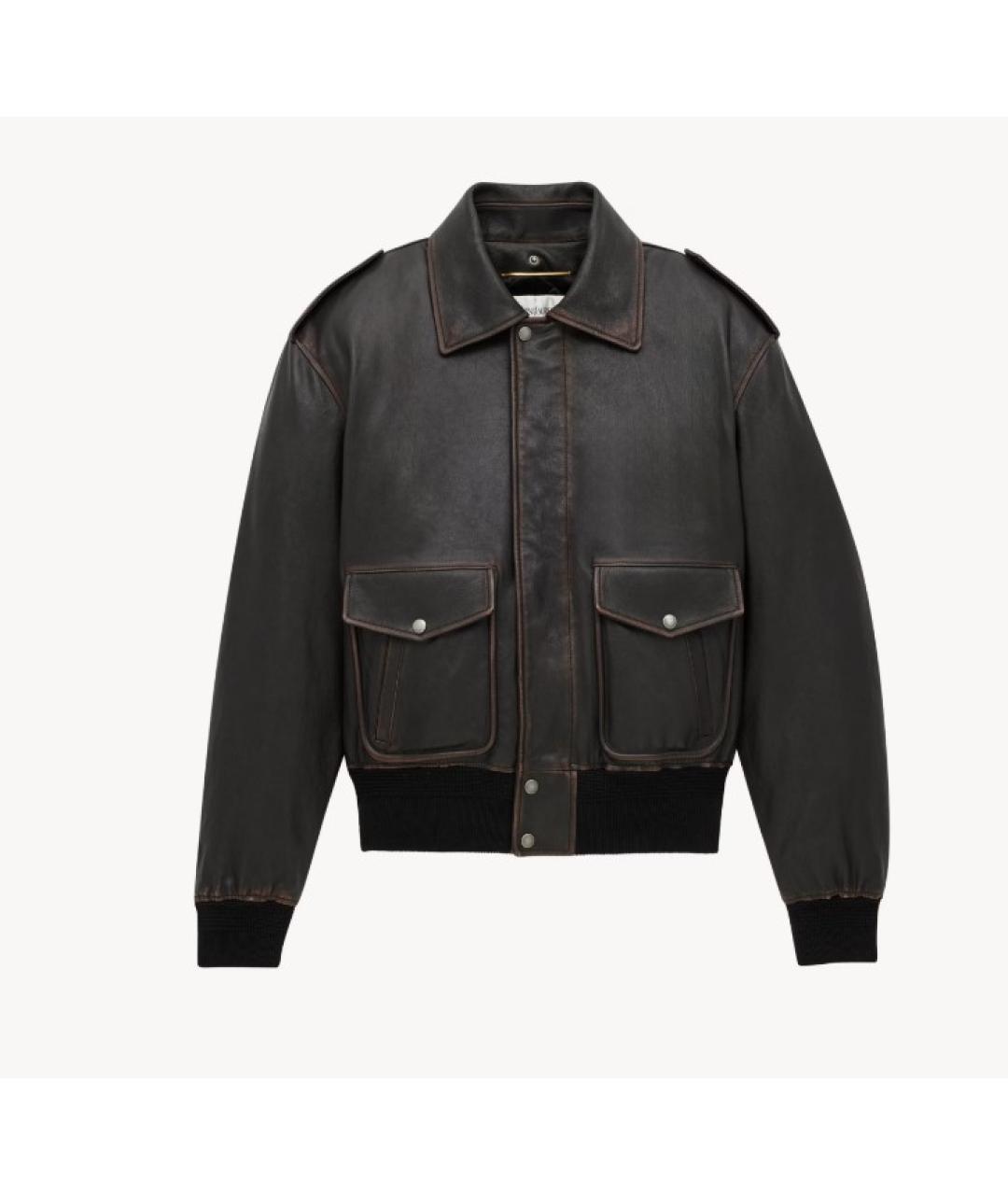 SAINT LAURENT Коричневая кожаная куртка, фото 3