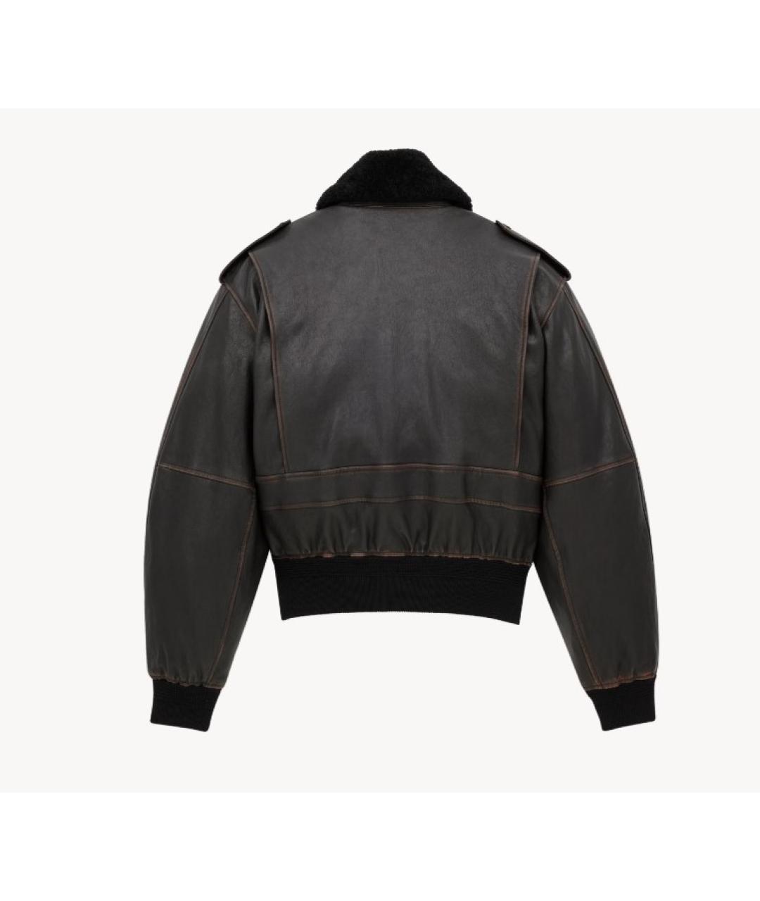SAINT LAURENT Коричневая кожаная куртка, фото 5