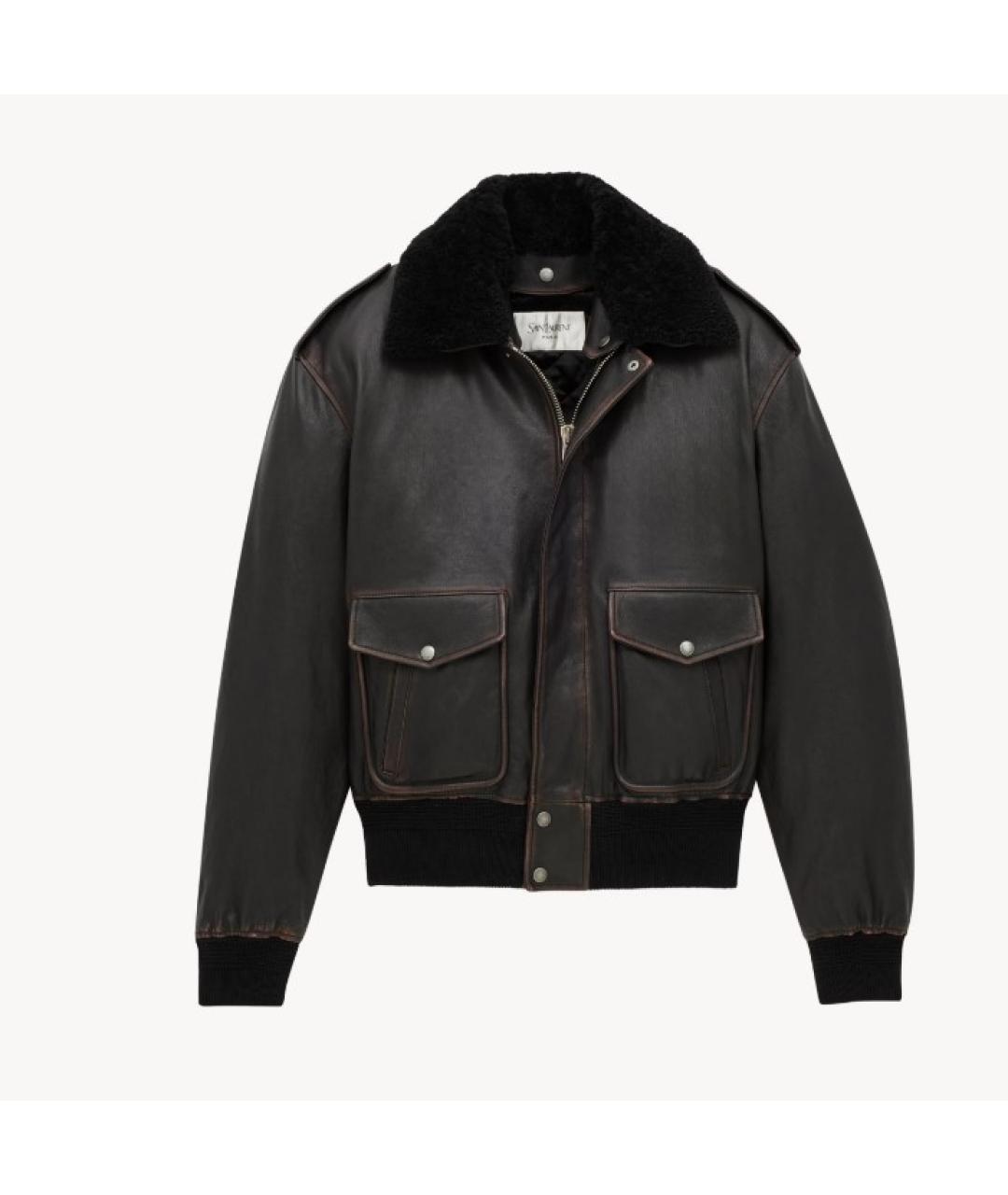 SAINT LAURENT Коричневая кожаная куртка, фото 4