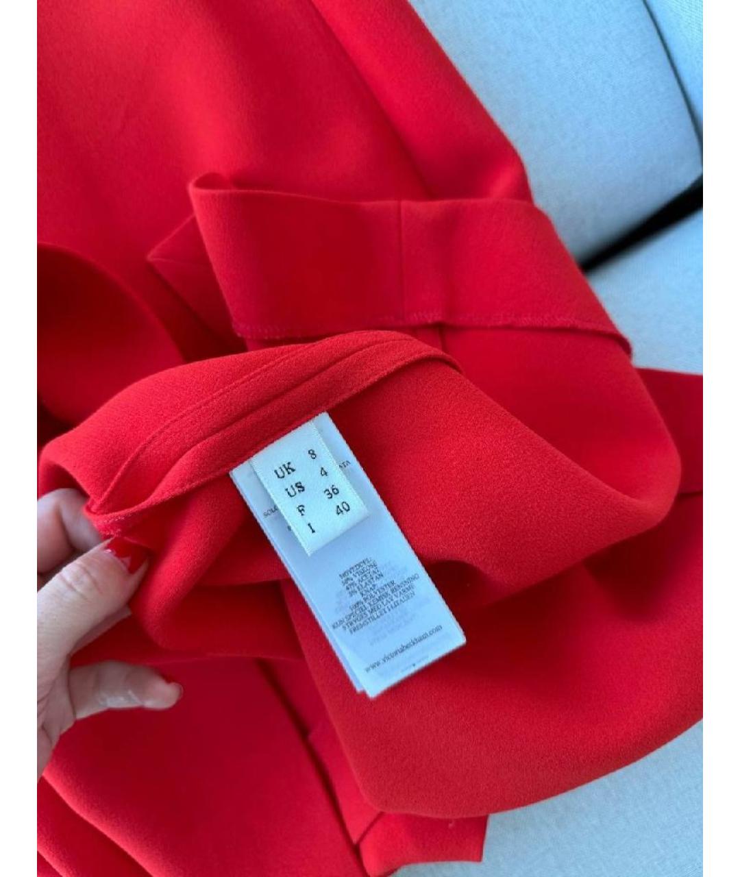 VICTORIA BECKHAM Красное вискозное коктейльное платье, фото 4